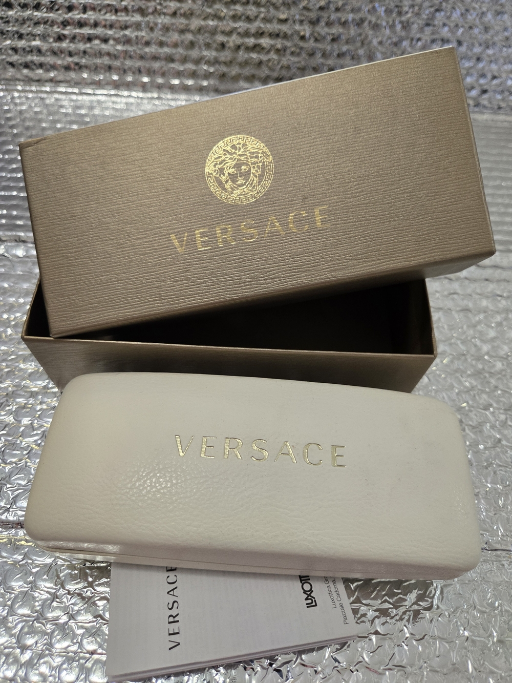Versace Women's Cream Sunglasses Case - Versace